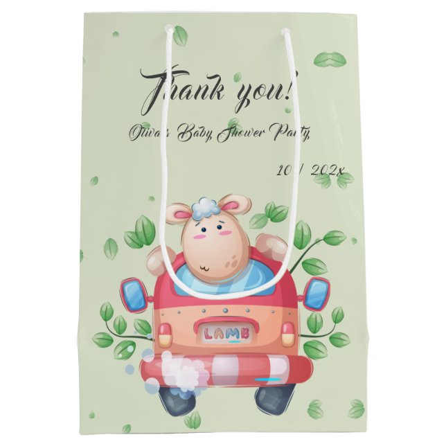 Sacola Para Presentes Média Chá de fraldas de Carneiro Bonito (Verso)