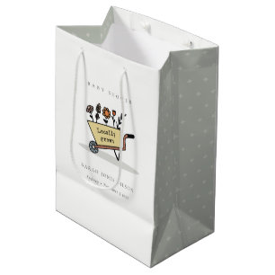 Sacola Para Presentes Média Chá de fraldas de Carrinho Floral Amarelo, Cute, C