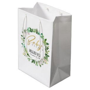 SACOLA PARA PRESENTES MÉDIA CHÁ DE FRALDAS DE COR DE WREATH FOLIAGE