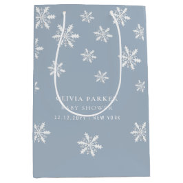 Sacola Para Presentes Média Chá de fraldas de floco de neve de inverno de Boho