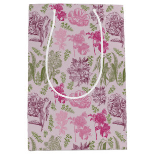 Sacola Para Presentes Média Chá de fraldas de Garota Eucalyptus de Peony Botân