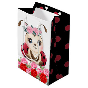 Sacola Para Presentes Média Chá de fraldas de Menina Vermelha Rosa Rosa Rosa