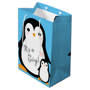 Sacola Para Presentes Média Chá de fraldas de pinguim
