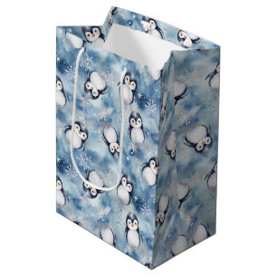 Sacola Para Presentes Média Chá de fraldas de pinguim - Saco médio para presen