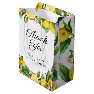 Sacola Para Presentes Média Chá de fraldas de Verão de Lemon Citrus