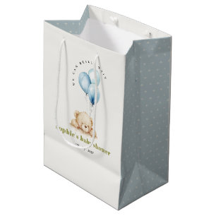 Sacola Para Presentes Média Chá de fraldas do balão de espera azul-chic mínimo