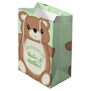Sacola Para Presentes Média Chá de fraldas do Urso de Teddy