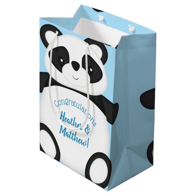 Sacola Para Presentes Média Chá de fraldas do Urso Panda (Verso inclinado)