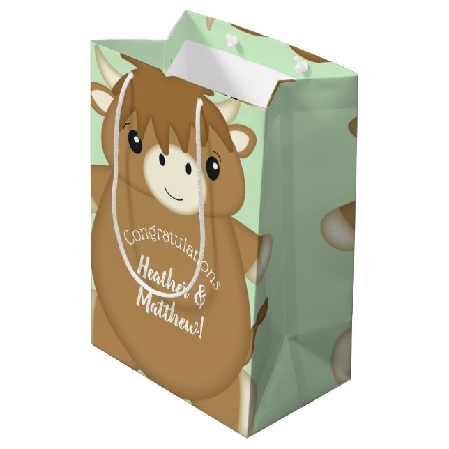 Sacola Para Presentes Média Chá de fraldas escocês de vaca (Verso inclinado)