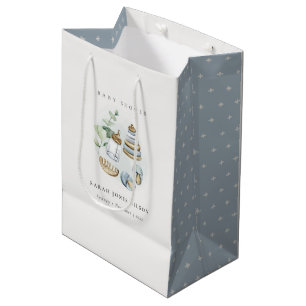 Sacola Para Presentes Média Chá de fraldas Essencial de Leafy Blue Boy Bastant