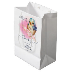 Sacola Para Presentes Média Chá de fraldas Floral Elegante De Ave-Egg Cute Kaw
