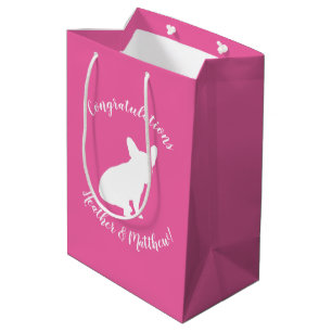 Sacola Para Presentes Média Chá de fraldas francês Bulldog francês cor-de-rosa