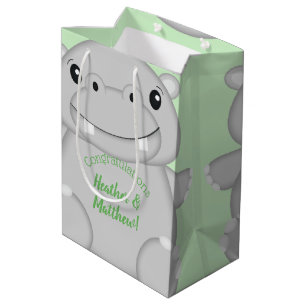 Sacola Para Presentes Média Chá de fraldas Hippo