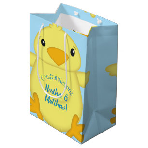 Sacola Para Presentes Média Chá de fraldas pintinho azul