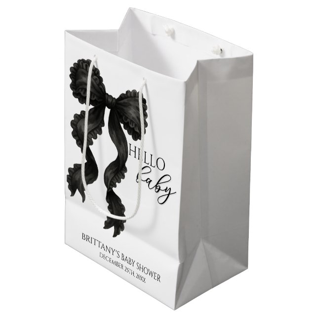 Sacola Para Presentes Média Chá de fraldas preto moderno (Frente inclinada)