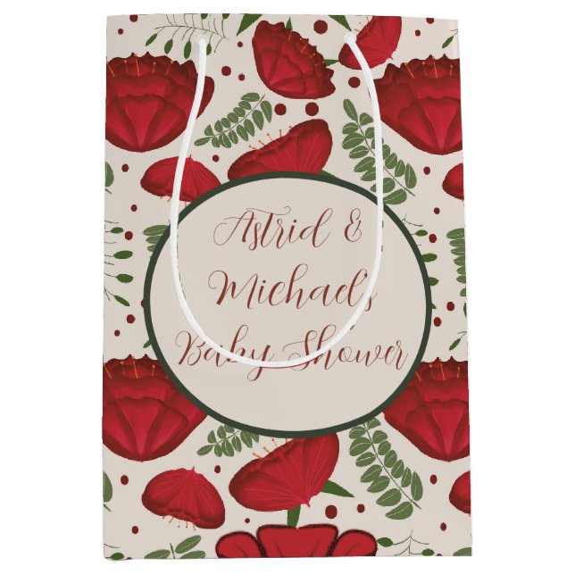 Sacola Para Presentes Média Chá de fraldas vermelho silvestre (Frente)