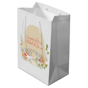 Sacola Para Presentes Média Chá de fraldas Woodland Mushroom