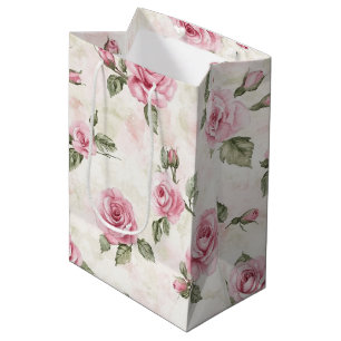 Sacola Para Presentes Média Chá de Noiva Rosas Cor-de-Rosa Lindas