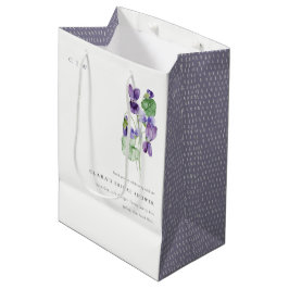 Sacola Para Presentes Média Chá de panela bonito Monograma Violet Floral Bunch