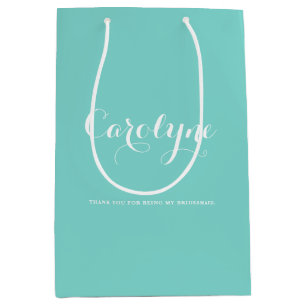 Sacola Para Presentes Média Chá de panela de Bridesmaid Personalizado Azul