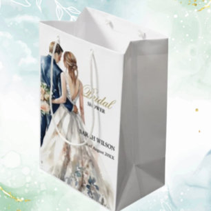 Sacola Para Presentes Média Chá de panela de Casamento de Blush Elegante