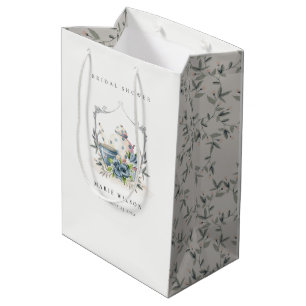 Sacola Para Presentes Média Chá de panela de descanso do bule floral azul-aqua