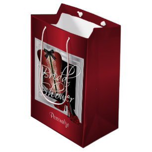 Sacola Para Presentes Média Chá de panela de Lingerie brilhante Vermelho esc