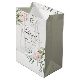 Sacola Para Presentes Média Chá de panela Floral Rustic Blush Greenery