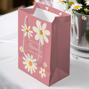 Sacola Para Presentes Média Chá de panela rosa-rosa do deserto retrô-margarida