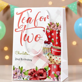 Sacola Para Presentes Média Chá para dois, chá florescente aniversário
