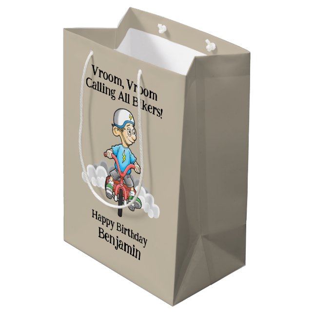Sacola Para Presentes Média Chamando Todos os Motociclistas (Verso inclinado)