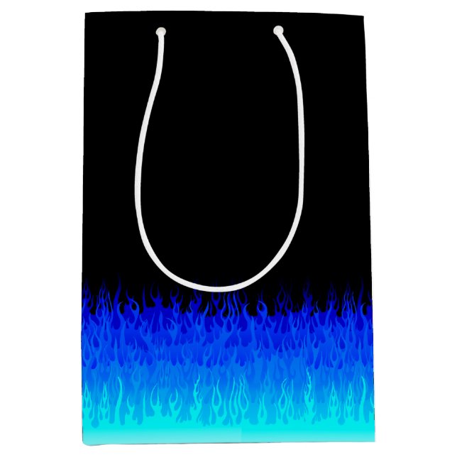Sacola Para Presentes Média Chamas a quente azuis (Frente)