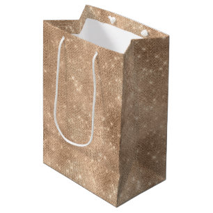 Sacola Para Presentes Média Champagne Glitz