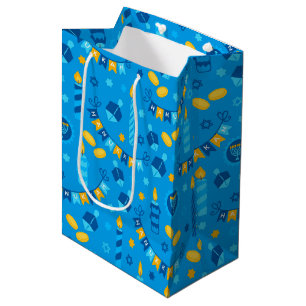 Sacola Para Presentes Média Chanukah Streamers Hanukkah Blue Banners