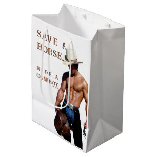 Sacola Para Presentes Média Chapéu de cowboy de palha salva cavalgada de Slipp