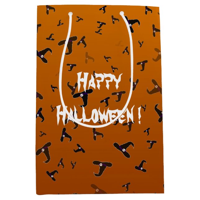 Sacola Para Presentes Média Chapéus de Bruxa de Halloween (Frente)