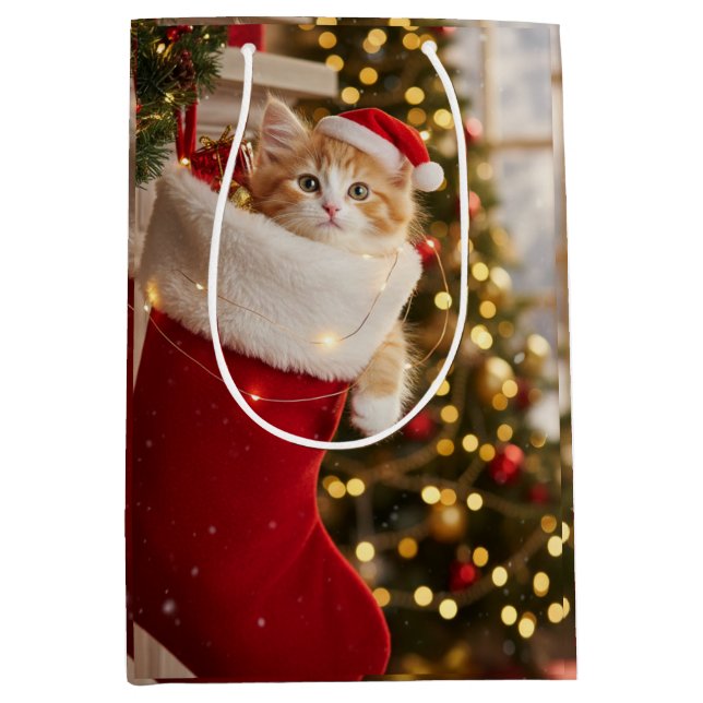 Sacola Para Presentes Média chaton noëls  (Frente)