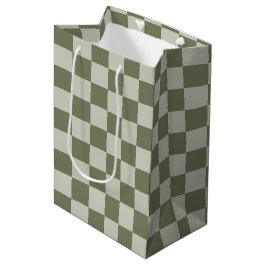 Sacola Para Presentes Média Checkerboard verde de sábado