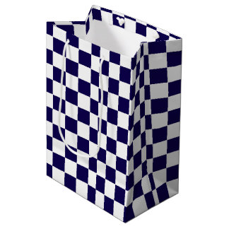 Sacola Para Presentes Média Checkered dark blue and White 