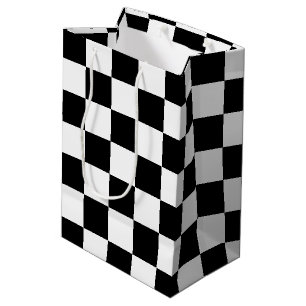Sacola Para Presentes Média Checkered preto
