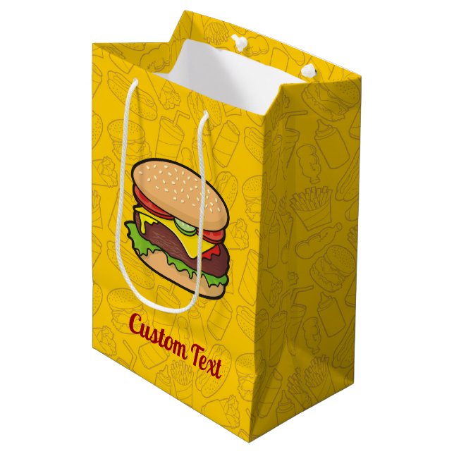 Sacola Para Presentes Média Cheeseburger - Saco médio para presentes (Frente inclinada)