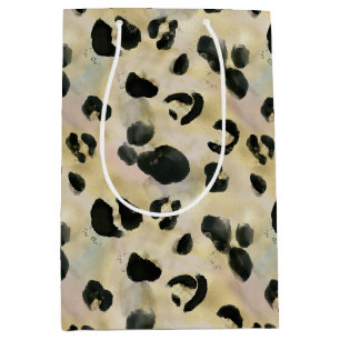 Sacola Para Presentes Média Cheetah Animal Print Black, Dourado