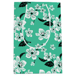 SACOLA PARA PRESENTES MÉDIA CHERRY BLOSSOM - SAKURA (MINT)