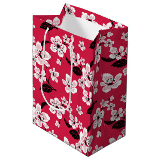 SACOLA PARA PRESENTES MÉDIA CHERRY BLOSSOM - SAKURA (VERMELHO)