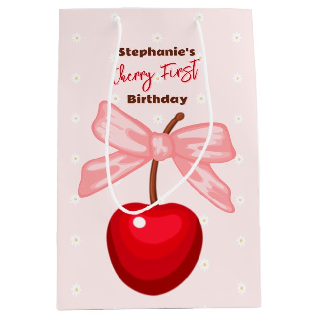 Sacola Para Presentes Média Cherry Sweet Birthday (Frente)