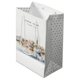 Sacola Para Presentes Média Chic Annapolis Maryland Watercolor Wedding