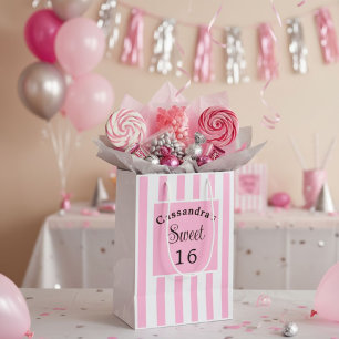 Sacola Para Presentes Média Chic Clássico de 16 Cinzas Rosa
