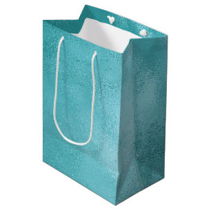 Sacola Para Presentes Média Chic Glam Turquoise Aqua Blue