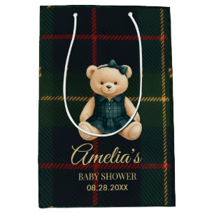 Sacola Para Presentes Média Chic Luxo Ursinho de Pelúcia Chá de Bebê 