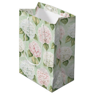 Sacola Para Presentes Média Chic Rosa Romântico Azul Branco Floral Chá de Noiv